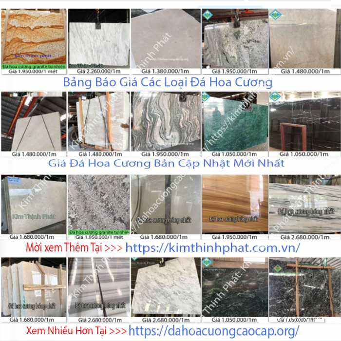 Bảng báo giá đá hoa cương mới nhất Bảng báo giá đá hoa cương mới nhất