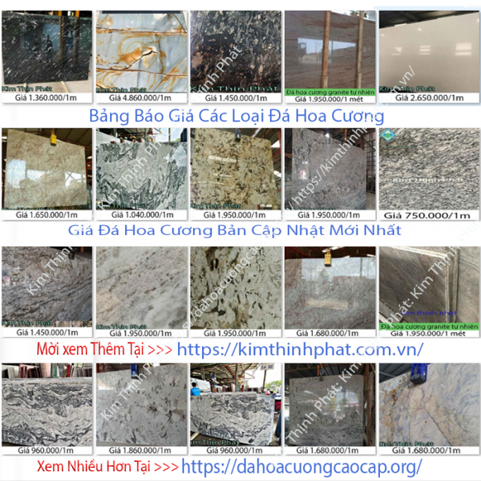 Bảng báo giá đá hoa cương tự nhiên mới nhất Bảng báo giá đá hoa cương tự nhiên mới nhất