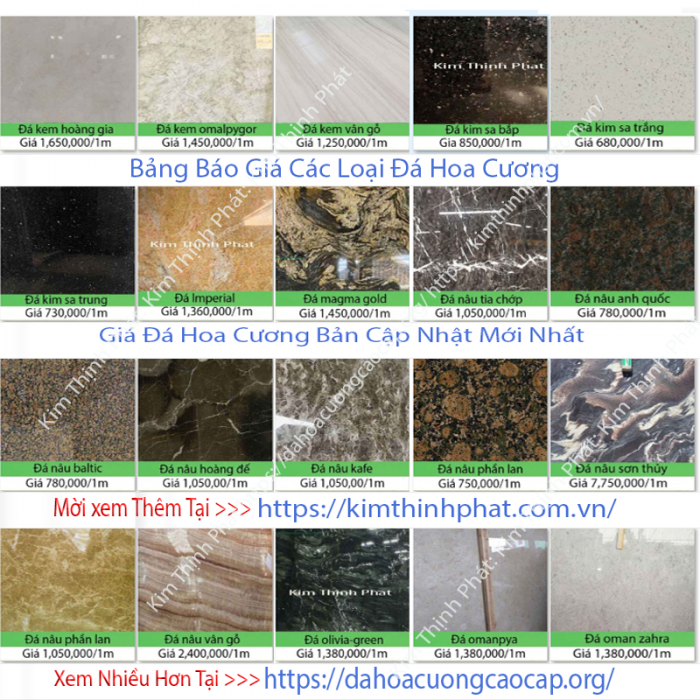 Bảng báo giá đá hoa cương tự nhiên Bảng báo giá đá hoa cương tự nhiên