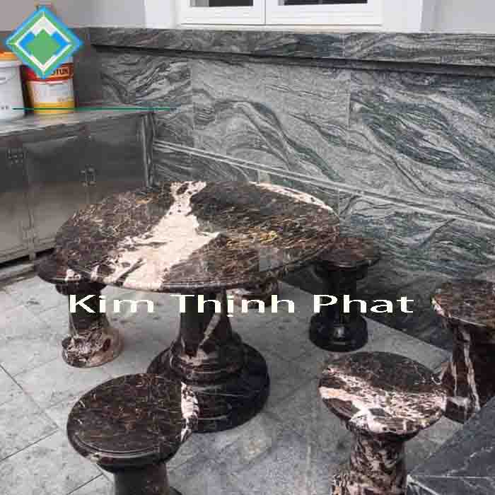 Bàn ghế đá hoa cương màu xám Bàn ghế đá hoa cương màu xám